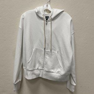 Gap Zip Up Hoodie Sweatshirt in White - Size Medium